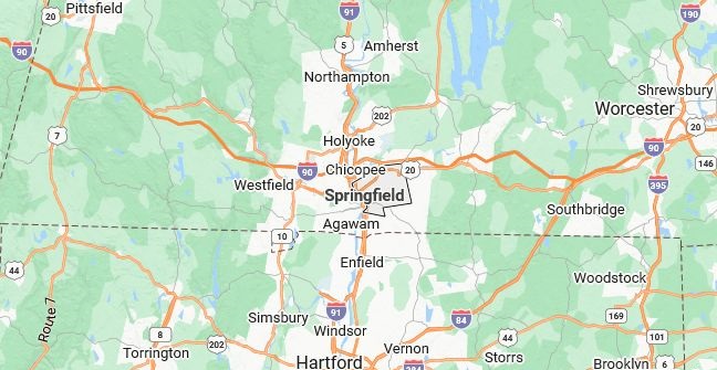 Map of Springfield, Massachusetts